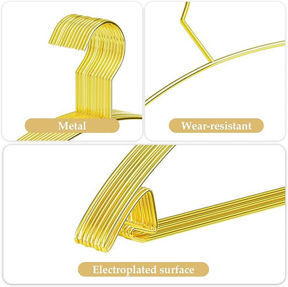 SPECILITE 15 Pack No Shoulder Bump Gold Coat Hangers for Clothes, Suit, Sweaters, Jackets, Pants, Heavy Duty, 0.1” Thick Space-Saving