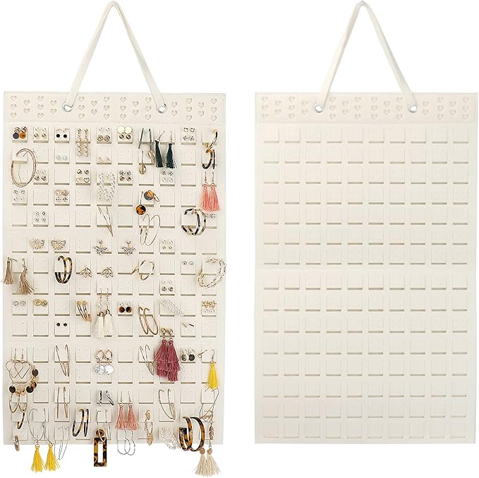 Resovo Hanging Earrings Organizer, Earring Holder & 20 Hooks, Holds Up To 300 Pairs, Compact Design, Soft Material, Earring Hanger Earring Display Hanging Organizer for Women Girls -1 Pack