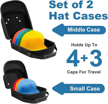 Epesoware 2 PCS Hard Hat Travel Cases for Baseball Caps - Crush Proof Cap Carrier for 7 Hats, Hat Storage Organizer with Adjustable Shoulder Strap, Trolley Sleeve and Handle, for Travel & Home Use