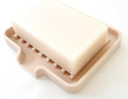 Silicone Soap Dish Tray and Sponge Holder with Drain Chute, Rectangular, Kitchen and Bathroom Sink Organizer (Sand Dollar, 5.2"x4" (Set of 2), 7.2 Ounces)