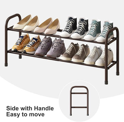 kiplant Expandable Shoe Rack, 2-Tier Shoe Shelf for Closet, Adjustable Length Shoe Shelf Storage Organizer, Standing Shoe Rack for Entryway