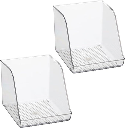 iDesign Plastic Water Bottle Organizer for Fridge, Clear Bottle Holder for Kitchen and Pantry, 2-Pack