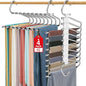 Upgrade 9 Layers Pants Hangers Space Saving, 4 Pack Multifunctional Pants Rack Non Slip Stainless Steel Clothes Space Saver Hangers Closet Organizers Storage for Pants Jeans Legging Skirt, Silky White