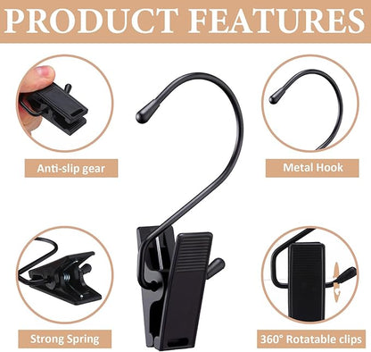 50 Pcs Boot Hangers for Closet Boot Hooks Pants Hangers with Clips Heavy Duty Black Clothes Clips for Legging Socks Towels Hats