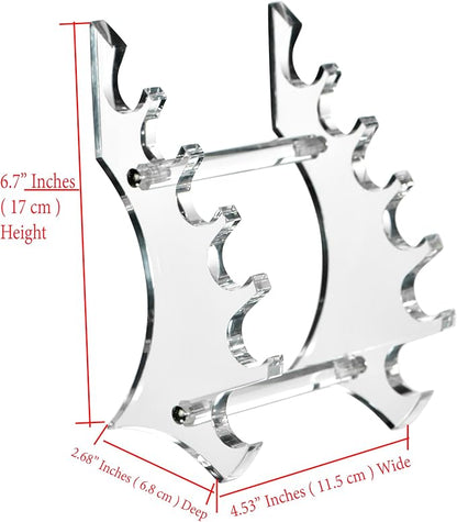 AMT Acrylic Pen Holder, CLEAR Makeup Display, Thick and Sturdy, Organizer Holder for Makeup Brush Fountain Pen, E-Cigarette, Vapor Display Case. (6 Slots)