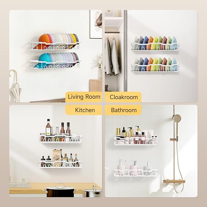 Nicetree Hat Racks for Baseball Caps Wall - Metal Hat Organizer for 48 Baseball Caps Holder, 2 Pack Hat Storage Organizer for Closet, Bedroom, Living Room White