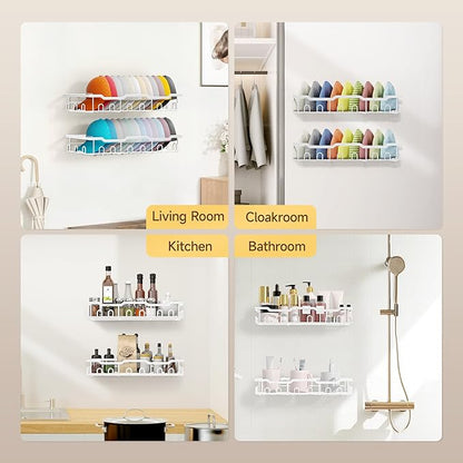 Nicetree Hat Racks for Baseball Caps Wall - Metal Hat Organizer for 48 Baseball Caps Holder, 2 Pack Hat Storage Organizer for Closet, Bedroom, Living Room White