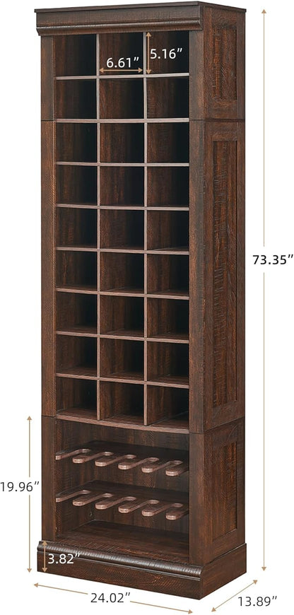Shoe Storage Cabinet, Freestanding Tall Closet Shoe Organizer with Cubbies for 33 Pairs, Wooden Shoe Rack for Closet, Entryway, Living Room