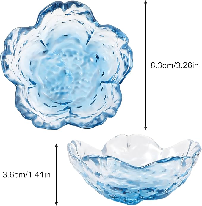 Qianyu Blue Flower Ring Dish Small Key Bowl Aesthetic Glass Trinket Tray Engagement Wedding Ring Holder Plate Room Decor Jewelry Dish Organizing Necklace Earrings for Mom Friend Sister