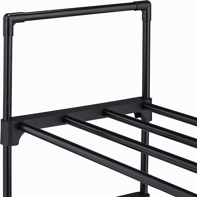 Relaxdays XXL Shoe Rack Plug-In System, 10 Levels, Modular, H x W x D: 175.5 x 93 x 30.5 cm, Metal Shoe Storage, Black