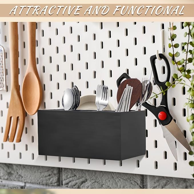 LemonRoad Magnetic Utensil Holder Silverware Caddy with 4 Compartments for Fridge Kitchen Party Counter Wooden Silverware Countertop Holder for Party, Farmhouse, Camping