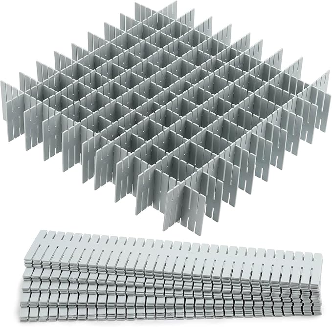 acDesign 40Pcs Drawer Dividers, Adjustable Drawer Organizer for Socks, Underwear, Lingerie, Makeup, Bedroom Office Kitchen Storage (Grey)