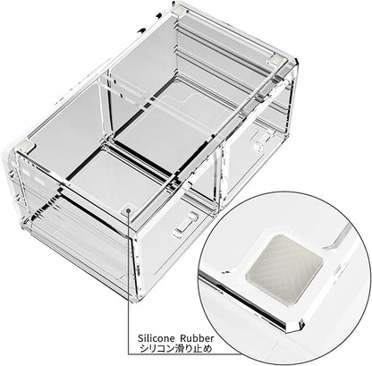 READAEER Makeup Organizer 3 Pieces Cosmetic Storage Case with 6 Drawers (Clear)