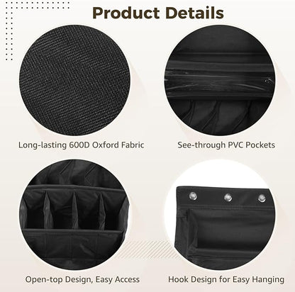 Over the Door Shoe Organizer, 1 Pack 8 Shelves Over The Door Shoe Organizer, 68" Exlarge Deep Pockets Hanging Shoe Organizer, Shoe Holder for Boots,Over Door Organizer in Home, RV, Dorm, Black
