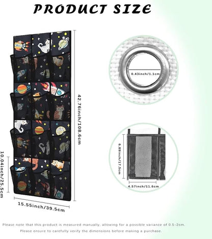 Planet Rocket Over the Door Shoe Rack 4 Shelf 12-Pocket Heavy Duty Hanging Storage Organizer No Drill Door Rack for Toys Snacks Shoes Large Storage Bag for Kids Room
