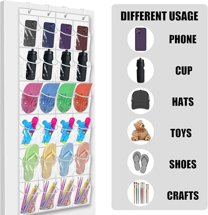 Windyun 24 Pockets Over the Door Hanging Organizer Large Clear Hanging Shoe Rack Holder for Closet Back of Door Bathroom Waterproof Hanger Nonslip