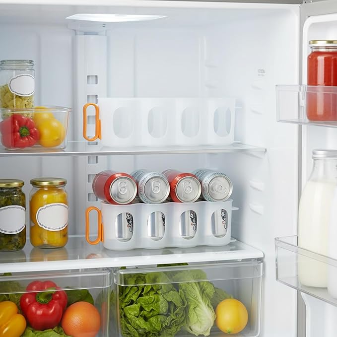 Stacking Can Dispenser, Vertical Soda Organizer Rack for Fridge & Pantry, Slim PP Plastic Storage