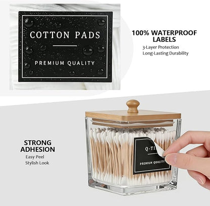 eggs sound 2 Pack Qtip Holder Dispenser for Bathroom, Thick Glass Apothecary Jars, Bathroom Organizer Containers for Cotton Balls, Swabs, Pads, Floss Picks, Canisters with Bamboo Lids