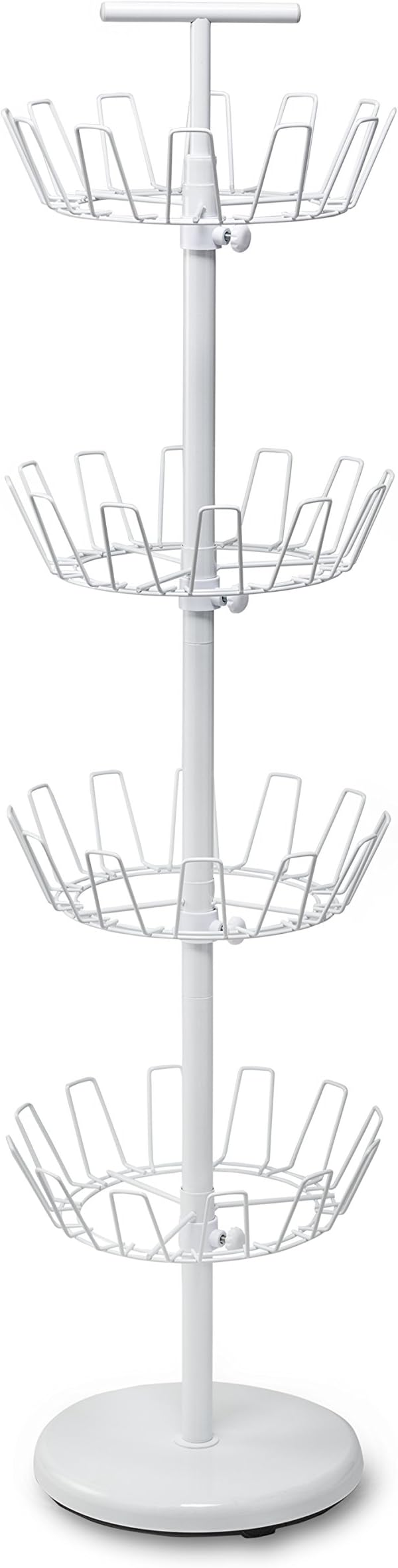 Honey-Can-Do SHO-01197 Shoe Tree with Spinning Handle, White, 4-Tier, 30 lbs