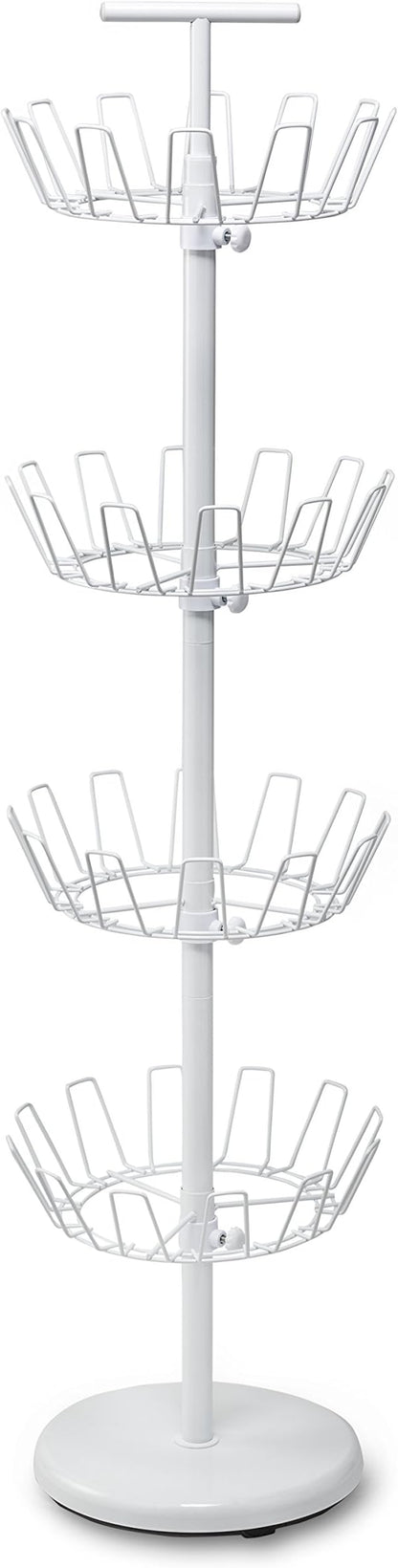 Honey-Can-Do SHO-01197 Shoe Tree with Spinning Handle, White, 4-Tier, 30 lbs