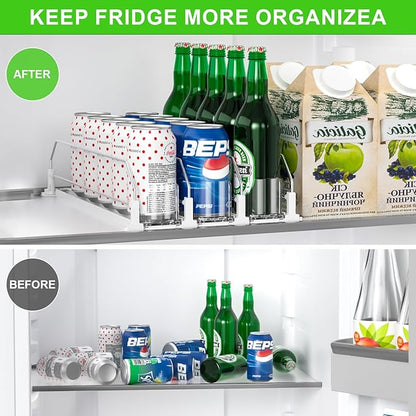 2025 Drink Organizer for Fridge, Upgrade Soda Can Dispenser for Refrigerator, Automatic Pusher Glide Fridge Can Organizer for Refrigerator, Fridge Soda Can Organizer (3 Rows white)