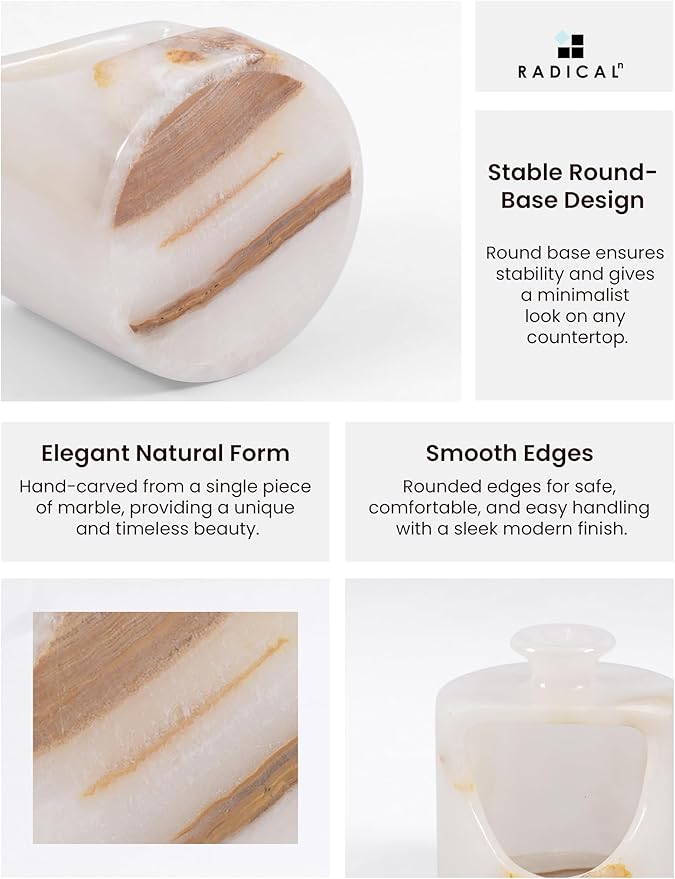 Radicaln Marble Salt Cellar 4.5" Inch White Onyx Handmade Pig Salt Jar & Table Salt Storage For Kitchen Countertop, Ideal Salt Container, Salt Dish & Sugar Bowl For Table