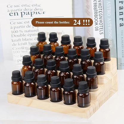 Essential Oil Display Stand 4 Tier Essential Oil Holder Solid Wood Essential Oil Rack for 24 Bottles Tabletop Display Holder Bottle Organizer for 5-20ml Bottles Display for Essential Oils