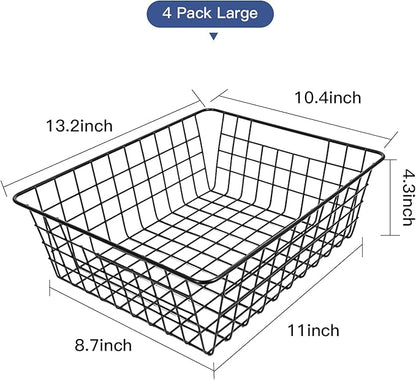 Pantry Baskets Pantry Organization and Storage 4 Pack Large Wire Baskets for Organizing Pantry Storage Bins Metal Wall Hanging Basket