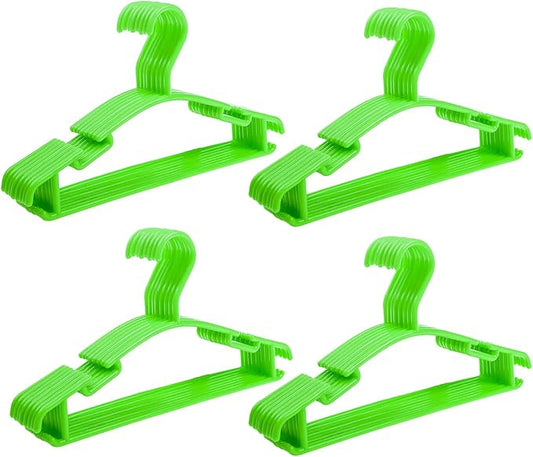 YYaaloa 60pcs Kids Clothes Hangers, Green, Plastic, Heavy Duty, Triangular, 10.6 x 5.9 inches, Ideal for Baby & Kids' Clothes