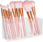 Clear Makeup Brush Organizer, Acrylic Cosmetic Brushes Storage with 3 Slots,Perfect Pen Holder for Desk