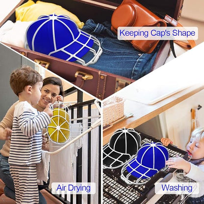 Hat Washer (3 Pack) - Baseball Cap Cleaner for Adults & Kids, Durable Plastic Hat Holder for Portable Washing Machines or Dishwashers, White