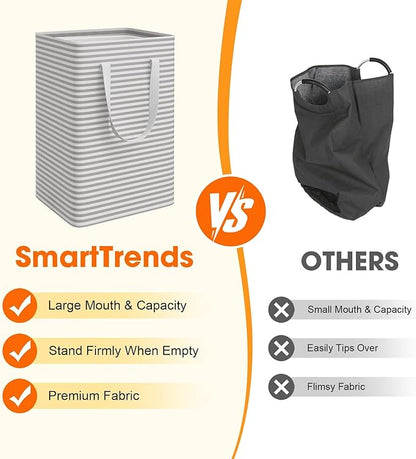 3 Pack Large Laundry Basket,Waterproof & Freestanding Laundry Hamper,Collapsible Clothes Hampers with Easy Carry Long & Reinforced Handles in Bathroom,College Dorm(100Lx3,Gray)