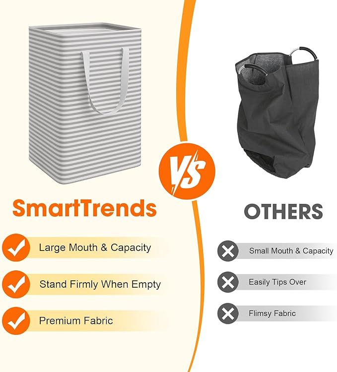 3 Pack Large Laundry Basket,Waterproof & Freestanding Laundry Hamper,Collapsible Clothes Hampers with Easy Carry Long & Reinforced Handles in Bathroom,College Dorm(88Lx3,Gray)