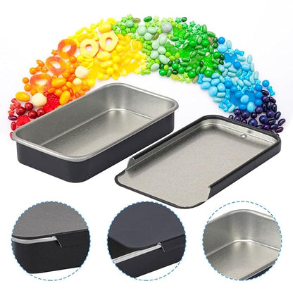 70 Pack Black Slide Top Metal Tin Containers, Mini Metal Tin Box with Slide Lid, Empty Lip Balm Containers for DIY Projects, Pills, Candies, Jewelry (2.36 x 1.34 x 0.43 Inch)