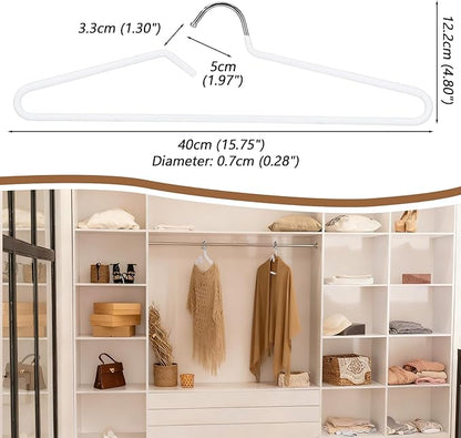 Leumoi 20 Pack Short Neck Hangers Non-Slip Metal Hangers for Clothes, Pants, Shirts, Tank Tops, Jackets, Space Saving, Short Neck Household Collar Protection (White)