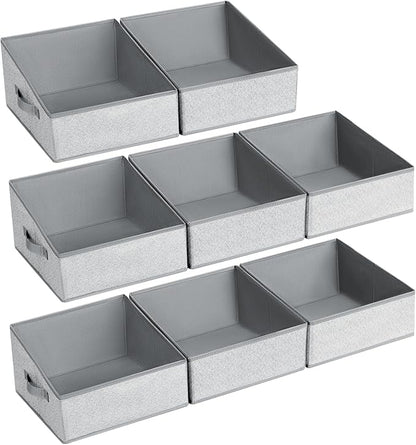 DIMJ Trapezoid Storage Bins, Closet Storage Bins with Handle, Foldable Closet Organizers and Storage Baskets for Toys, Books, Clothes, 8 Packs
