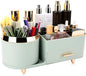 Beborxue 360° Rotating Makeup Organizer for Vanity with Drawers, Large Capacity Cosmetic Display Case, skincare organizer, Cosmetic Organizer for Lipstick, Skincare, Brushes, Eyeshadow, (Green)