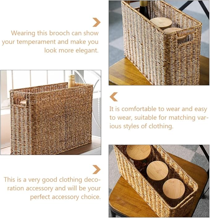 Decorative Woven Basket with Handles Handled Sundries Organizer for Home Decor Vintage Design for Bedroom and Living and Stable Storage