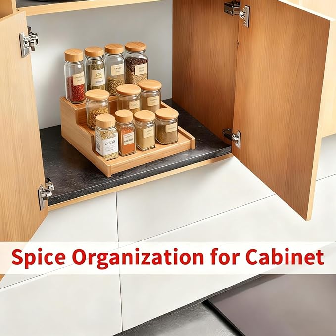 JinDoWin 2 Pack Cabinet Spice Rack Organizer - Enhanced Cabinet Spice Organizer, Practical Spice Rack Organizer for Cabinet and Efficient Cabinet Spice Organizer (2, 9 Inch)