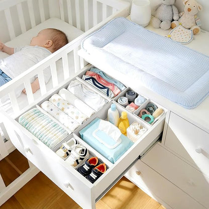 DIMJ Drawer Organizer Clothes, 28 Pack Dresser Organizer, Foldable Closet Organizers and Storage, Fabric Dresser Bins, Drawer Dividers for Nursery, Baby Clothes, Underwears