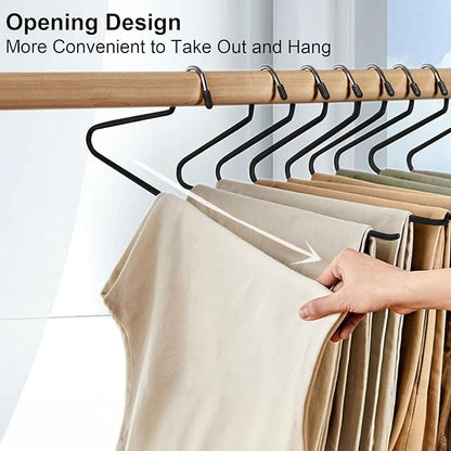 devesanter Pants Hanger, 30 Pack Space Saving Open-Ended Metal Pants Hanger, Non Slip Trousers Slack Hangers Organizers for Pants Jeans Slacks Scarf Trousers Ties，Black