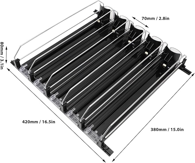 5pcs Soda Can Organizer for Fridge, Automatic Can Holder Dispenser, ABS Fridge Can Holder, Self Pushing Drink Organizer, Beverage Containers for Refrigerator Kitchen(Black)