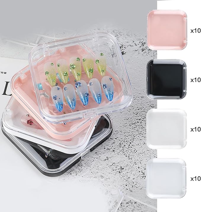 40Pcs Press on Nail Packaging Boxes,Fake Nail Display Box,Press on Nail Storage Box with 120Pcs Adhesive Double Sided Tape,False Nails Organizer Case for Nail Salon Supplies Nail Art Business