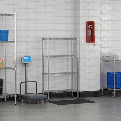 Commercial NSF Listed Chrome Stationary Wire Shelving Kit 12" x 30" x 54", with 4 Shelves Perfect for Warehouse, Walk-in Refrigerator, Freezer, Grocery Store, Restaurant, Dishroom