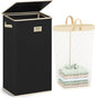 SOLEDI Laundry Hamper with Lid 100L Large & Tall Collapsible Laundry Basket, Clothes Hamper with Bag Removable Easy to Carry, Dirty Hampers for Bedroom, Bathroom, Dorm, College, Pitch Black
