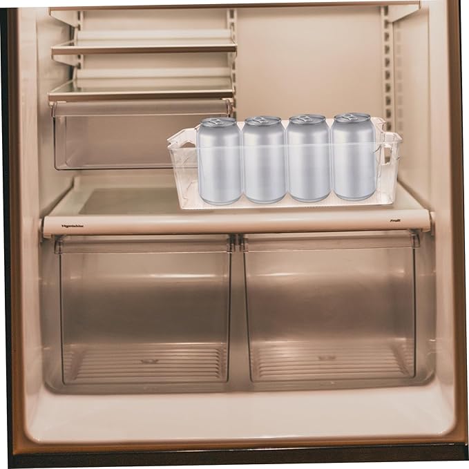 COLLBATH Refrigerator Organizer Bin for Cans Space-saving Clear Beverage Dispenser Holder Efficient Drawer Design for Easy Access to Soda Juices and Drinks Construction