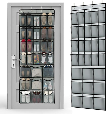Chunful Extra Large 29 Pockets Over the Door Shoe Organizer 20 Regular 9 Large Breathable Mesh Pockets Hanging Shoe Rack Organizer for Bedroom Bathroom Closet Door Shoes Toys Accessories(Gray)