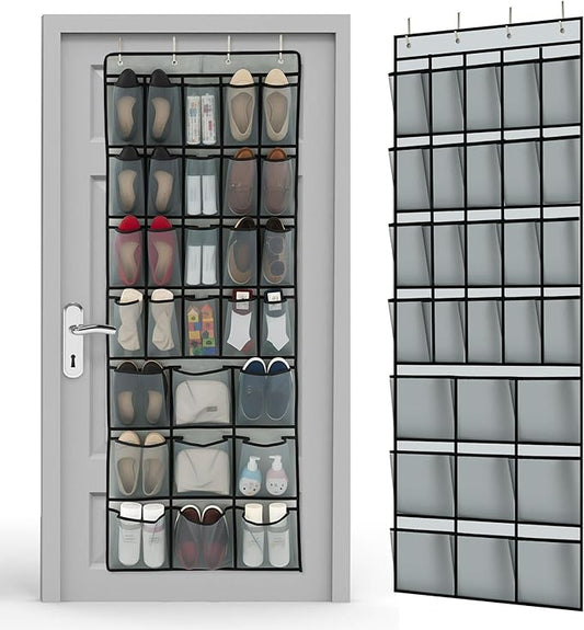 Chunful Extra Large 29 Pockets Over the Door Shoe Organizer 20 Regular 9 Large Breathable Mesh Pockets Hanging Shoe Rack Organizer for Bedroom Bathroom Closet Door Shoes Toys Accessories(Gray)