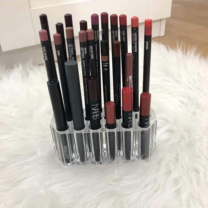 Acrylic Eyeliner Organizer & Lip Liner Organizer 26 Space Storage 20 Standard 6 Jumbo Cosmetic Pencil Makeup Display Case Refillable Container (2)