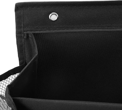 Cyrank Shoe Storage with Adhesive Hook, 2 Tier Wall Hanging Shoe Organizer over the Door Narrow Sneakers Holder Space Saving Oxford Cloth for Bathroom, Rv, Pantry, Camping (Black)